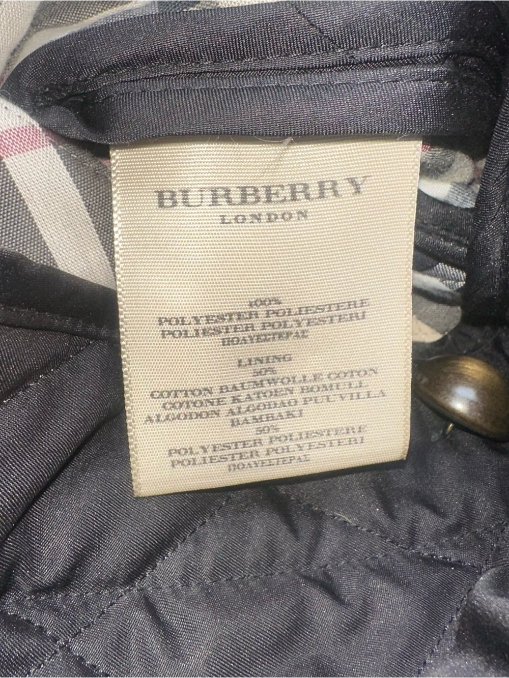 Burberry Quilted Black Belted Jacket with Button Front size medium - Picture 4 of 6